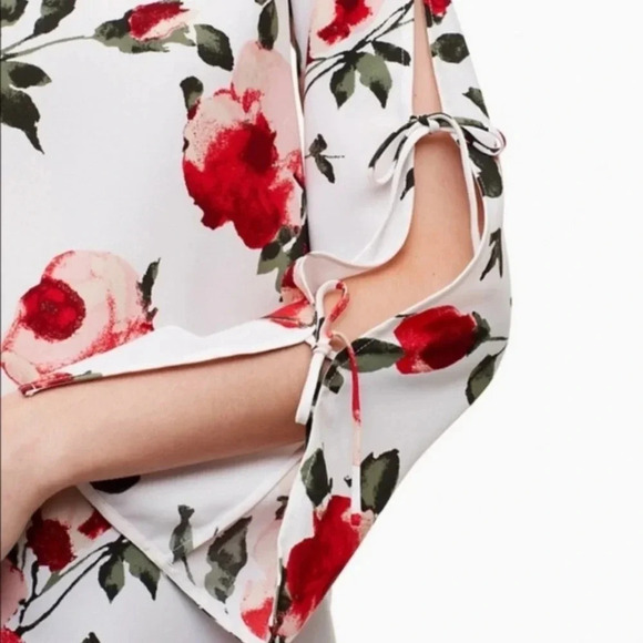 Aritzia Wilfred Palm Leaves Print Blouse with Tie Sleeve in Size XS - Picture 8 of 9